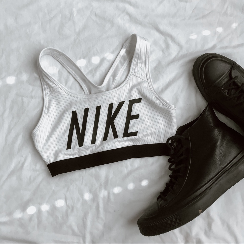 Nike white mesh Dri-fit sports bra